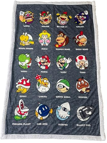 Hômadict Plaid Sherpa 100X150 cm SUPER Mario Characters