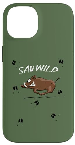 Sauwild | lustig rennendes Wildschwein wilde Wildsau Hülle für iPhone 14
