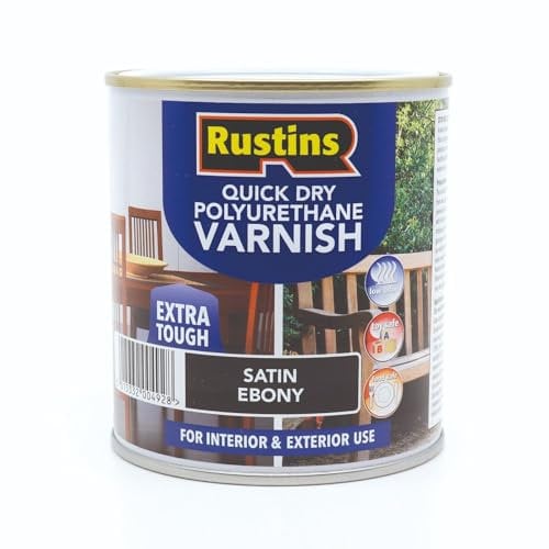 RUSTINS Quick Drying Poly Varnish Satin Ebony 250ml