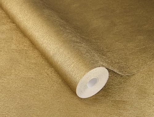 Rasch Tapete 751031 - Goldene Vliestapete mit Felloptik, Fellstruktur aus der Kollektion African Queen