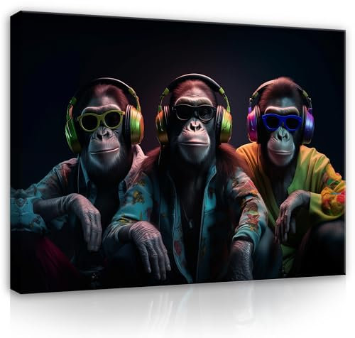 WallArena - Leinwand Bilder - Affe - 60x40 cm Leinwandbilder - Bild auf leinwand - Wandbild XXL groß Wandbilder für Wohnzimmer Schlafzimmer Wohnzimmerbilder Modern kunstdruck - Tiere Abstrakt
