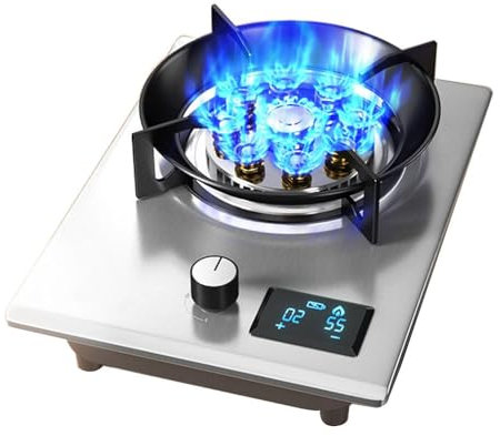 Placa de Gas 1 Fuegos, Cocina de Gas Empotrable de Acero Inoxidable por Gas Natural/Propano, 43x32cm, Encimera de Gas para Cocinas, Caravanas