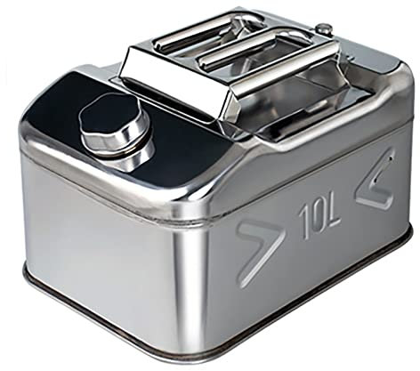 304 Stainless Steel Fuel Tank Can Car Motorcycle Spare Petrol Oil Tank Backup Jerrycan Fuel-Jugs Canister (10L)