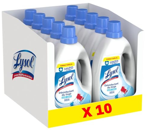 Lysol - Lot de 10 désinfectants de linge - Parfum Linge Frais 1.5L x 10