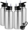 MURBONE Edelstahl Trinkflasche 1L (+2 Deckel)-mit Strohhalm,BPA frei,Thermosflasche Auslaufsicher,Kohlensäure Geeignet,Thermoskanne Vakuum Doppelwandisolierung für Sport, Reisen, Camping(4er Set)