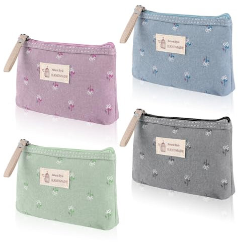 PBUSPU 4 Stück Kleine Kosmetiktasche, Tragbare Kulturbeutel,Münztasche Multifunktionale Makeup Tasche Tragbare Kulturbeutel Für Damen 17 x 11.5 x 4cm