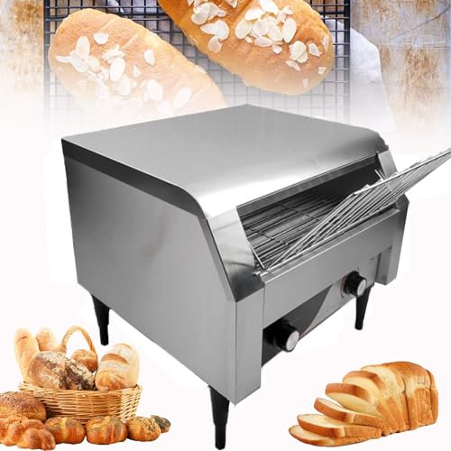 FJYAWEN Tostadora transportadora Tostadora transportadora de Catering Comercial de Acero Inoxidable Horno Tostador de Superficie Plana Tostadora Profesional,Silver-450