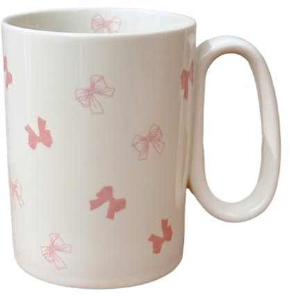 zouxangzz Pink bow girl ceramic mug cute students home ceramic cup multifunctional large capacity (white)