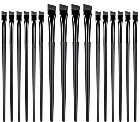 16 Stück Eyeliner Pinsel Set Flacher Augenbrauenpinsel Ultradünner Abgewinkelter Eyebrow Brush Feine Eyeliner Lidschatten Make-up Pinsel Augenbrauen Pinsel für Augen Make-up Werkzeug