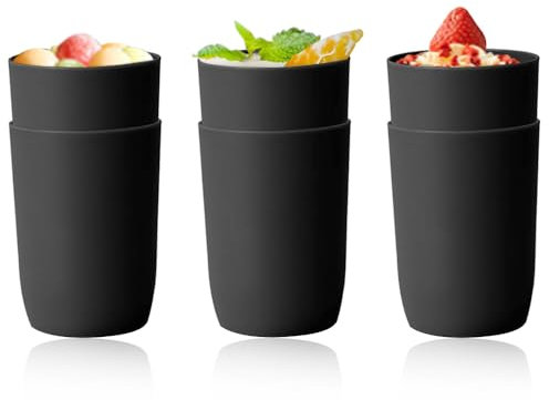 SJDOFU Zahnputzbecher Schwarz, 6 Stück, 7.5x10.5cm, Wiederverwendbar, Langlebig, für Erwachsene, Jugendliche und Kinder