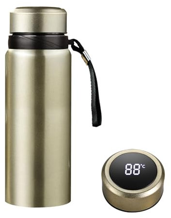 32 oz Smart Water Bottles with Digital Temperature Display Coffee Tea Infuser Bottle LED Thermal Cup Double Walled Vacuum Insulated Stainless Steel Flask Leak Proof Travel Mug Keep Warm (gold)