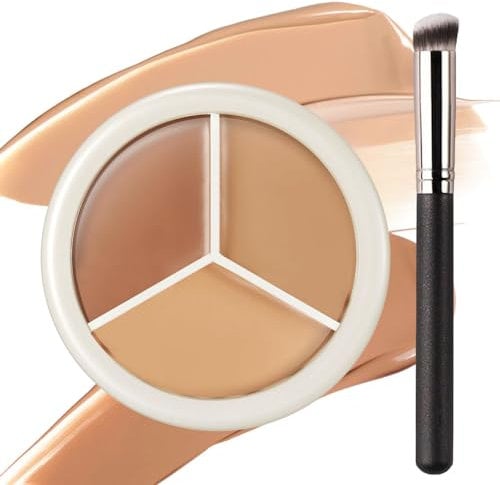 Concealer,Tri-Color Concealer Make Up,Full Cover Concealer Palette,Corrects Dark Circles Red Marks Scars (1PCS, 9g)