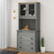 Willood Highboard Buffet Schrank Hochschrank Sideboard VIGO Grau 80x40x176 cm Massivholz Kiefer mit 4 Schublade
