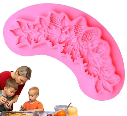 Stampi in silicone per decorazioni di torte, stampo fatto a mano in silicone, per cioccolatini, design a forma di pigna, stampo natalizio in silicone per pasta di zucchero, topper per cupcake