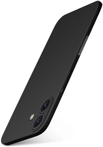 moex Alpha Case für Apple iPhone 16 Hülle Ultra Dünn, Schutzhülle mit erhöhtem Kameraschutz, Slim Cover Hardcase Backcover, Dünnste Handyhülle Minimalistisch, Matt Schwarz