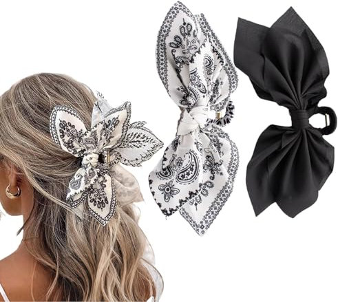 Kinretixia 2 lazos grandes para el pelo para mujer, con diseño de flores y mariposas, pinzas grandes para el pelo para niñas