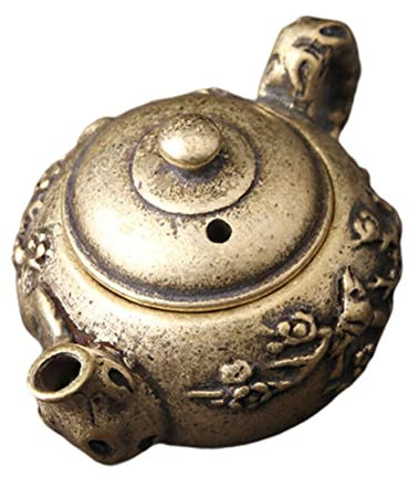 SHOWERORO Vintage Teapot Shape Kettle Adornment Brass Decorative Kettle Strainer Tea Pot Ornaments for Office