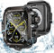 Kamita Funda Impermeable Compatible con Apple Watch 9/8/7 45mm, PC Bumper Case con Protector de Pantalla de Cristal Templado, Carcasa de Protección Cobertura Total para iWatch 45mm (Negro-Grafito)