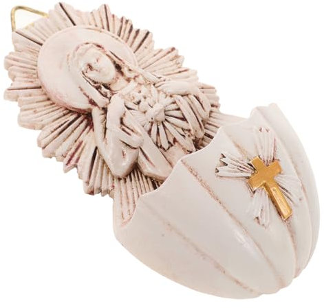 Levemolo Resin Holy Water Font Wall Decor Catholic Water Font 6.5 * 4 * 12CM Wall Hanging Decoration Home Church Decor