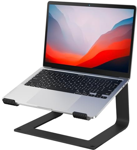 GleYo Laptop Stand for Desk Detachable Aluminum Computer Riser Portable Metal Notebook Holder Compatible with MacBook Air, Pro, Dell, HP, Lenovo and All 10-16 Laptops, Black