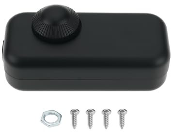 OTOTEC LED Dimmer Switch AC 110-240V 3-150W LED Lights Rotary Dimmer Switch Inline Dimmer Light Switch for LED Dimming Bulbs Incandescent Lamps, Black