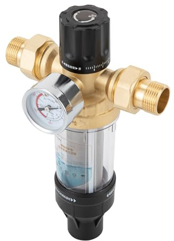 Wasserfilter Hauswasserwerk, 40μm Sedimentfilter mit Wasserdruck Anzeige, Großer Durchflussrate 6613,8 lbs/H, Leitungswasser Filter für Brunnenwasser Sedimentfiltration (20mm)
