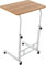 Mobile Laptop Desk with Wheels, Height Adjustable Side Table, Portable Computer Stand for Sofa and Bed, Wood