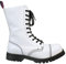 Alpha Rangers 10-loch Boot, Ranger Festival Army Gothic, Leder Springerstiefel, Weiß 5061, UK 6 / EU 40