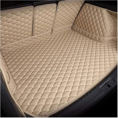 XIUDAM Coche Cuero Alfombrillas Maletero para Audi A3 Hatchback 2008-2013, Funda Antideslizante para Maletero De Coche Bandeja Duradera Forro Interior Accesorios, E/Beige