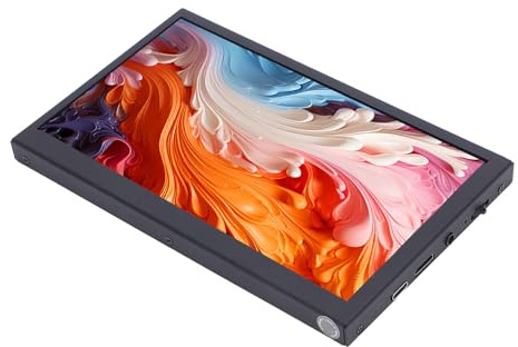 7-Zoll Tragbarer Touchscreen - 1024x600 HD mit Dual-Lautsprechern, 170° Sichtwinkel, Plug & Play für Raspi, für Retro Pi, für Debian, für OS X, PCs, Laptops