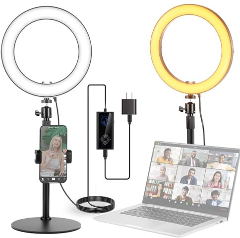 NEEWER 12 24W High Power Desk Ring Light with Stand/Phone Holder, LED Selfie Video Conference Lighting for iPhone Streaming Makeup Vlog Recording Laptop Computer Webcam Zoom Call Podcast, RH12B