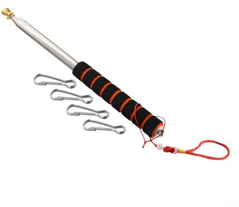 Teleskop-Fahnenmast, 3 Meter Edelstahl Banner Fahnenmast Teleskop-Fahnenmast mit 4 Stück Fahnenmast-Clips