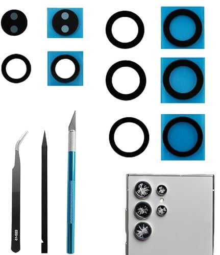Dakexiong 5Pcs/Set S24 Ultra Rear Back Camera Lens Glass Replacement for Samsung Galaxy S24 Ultra Camera Lens Replacement with Repair Tool Kit, Anti-Scratch