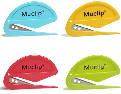 MUCLIP 4 Pack Letter Opener Envelope Slitter - Ergonomic ABS Grip, Hidden Stainless Steel Blade,Fast Opener for Envelope,Letter,Mail,Package,Ideal for Office,Home,Business (Boxed)