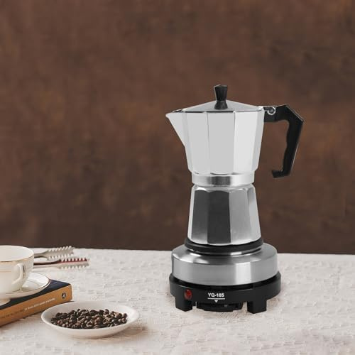Macchina per espresso elettrica da 500 W, mini fornello elettrico per caffè espresso singolo, 6/3 tazze, con piastra riscaldante, macchina per caffè espresso (300 ml)