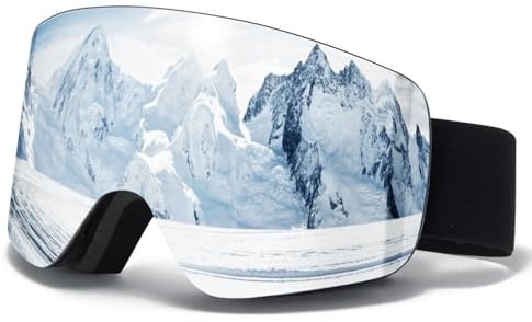 VCOROS Skibrille OTG für Unisex YH227 Snowboard Brille für Ski | Skibrillen mit Anti-Rutsch Kopfband UV-Schutz Anti-Nebel Ski Goggles Vollständig Plattiertes REVO Einstellbare für Skifahren