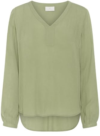 KAFFE Langarm-Bluse Amber Damen Bluse Amber Langarm V Ausschnitt Casual Shirt 46, Oil Green