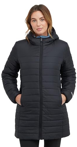 Peter Storm Women’s Blisco II Longline Jacket with Hood & 2 Pockets, Lightweight, Water Repellent & Insulated Winter Padded Puffer Coat (UK, Numeric, 16, Regular, Regular, Solid Black)