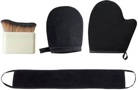 AYZDJ 4-teiliges Bräunungshandschuh und Bürste, künstliche Bräune mit Selbstrücken-Handschuhen, Lotion-Applikator-Handschuhe, dunkle Anwendungshandschuhe, wiederverwendbarer Peeling-Handschuh
