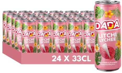 DADA Boisson Gazeuse Saveur Litchi, Canette 33cl, Lot de 24