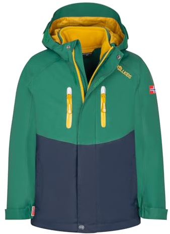 Trollkids Kids Bryggen 3in1 Jacket 164, Jungle Green