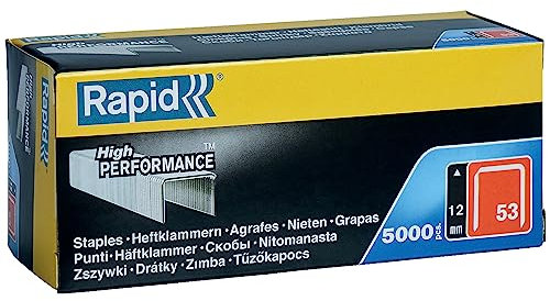 Rapid Tackerklammern Typ 53, 12mm Klammern, 5.000 Stk. Grosspackung, Feindrahtklammern für Holz und Stoffe