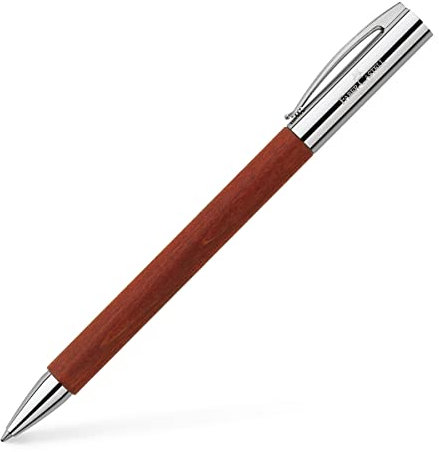 Faber-Castell 148131 - Drehkugelschreiber AMBITION Birnbaum, Mine: B, inklusive Geschenkverpackung, Schaftfarbe: braun/silber