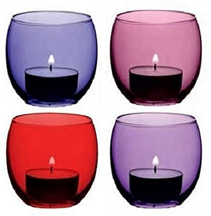 LSA Coro CZ06 - Soporte para velas, 6.5 cm de alto, 4 unidades, surtido de tonos morados