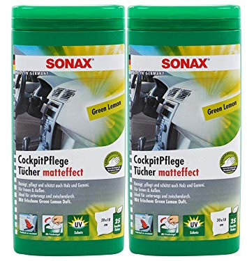 2x Sonax Cockpitpflegetücher Matteffect Lemon Box Pflegetücher Cockpitpflege Innenraumpflege Cockpitreinigung Innenraumreinigung Kunstoffpflege Kunstoffreinigung