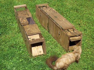 Kieferle Marderfalle Holzfalle Kastenfalle Marder Katze Iltis Kaninchen Waidmann