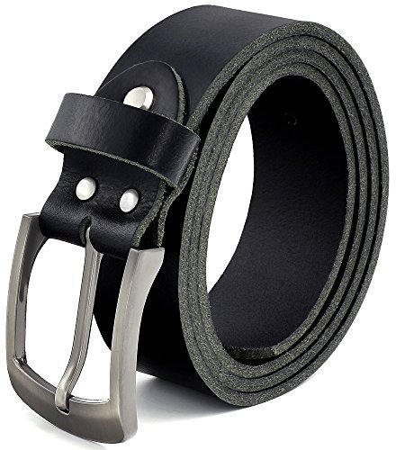 Fa.Volmer ® Gürtel Herren Ledergürtel aus Büffelleder für Männer Jeans Anzug Echtleder Schwarz 38mm breit kürzbar #10125 (Bundweite 125cm)