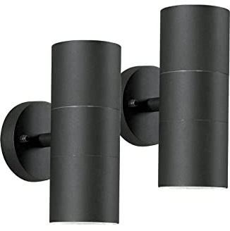 Konstsmide 2er-Set Aluminium Up-Down Wandleuchte MODENA schwarz, GU10, Höhe 19,5 cm, IP44 7656-750
