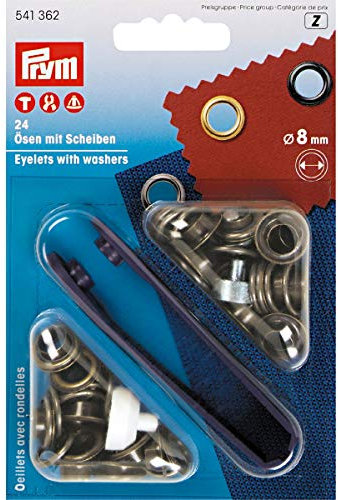 Prym Ösen Plus Unterlegscheiben, Metall, antik Messing, 8 mm, 24