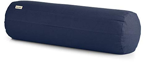 basaho Yoga Bolster Yogarolle | Bio-Baumwolle | Buchweizenschalen | Abnehmbarer und waschbarer Bezug | Yoga Rolle Yogakissen (Mitternachtsblau)